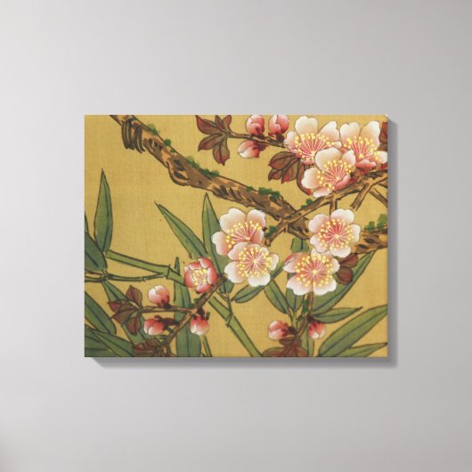 ヴィンテージさくらんぼ咲きアジアの日本の花 キャンバスプリント (正面)