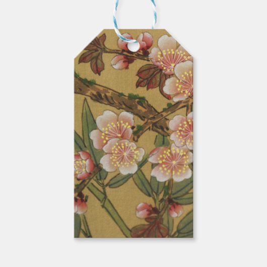 ヴィンテージさくらんぼ咲きアジアの日本の花 ギフトタグ (正面)