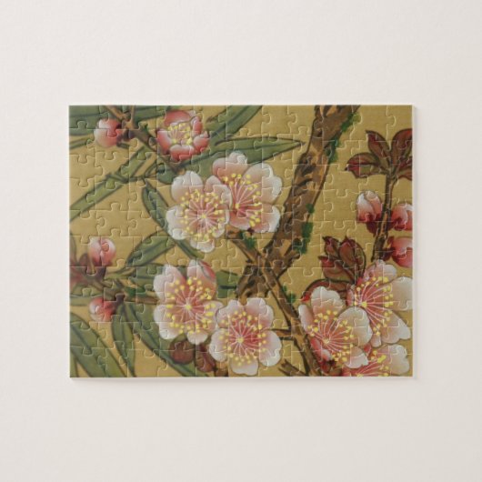ヴィンテージさくらんぼ咲きアジアの日本の花 ジグソーパズル (横)