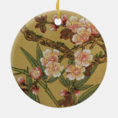ヴィンテージさくらんぼ咲きアジアの日本の花 セラミックオーナメント (裏面)