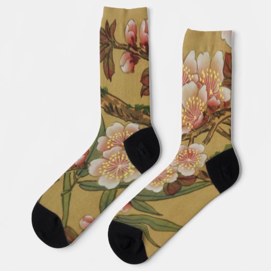 ヴィンテージさくらんぼ咲きアジアの日本の花 ソックス (左)