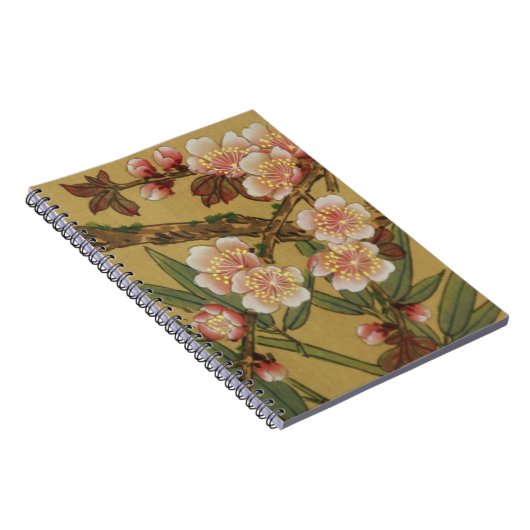 ヴィンテージさくらんぼ咲きアジアの日本の花 ノートブック (右側)