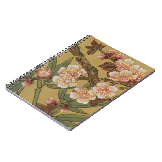 ヴィンテージさくらんぼ咲きアジアの日本の花 ノートブック (左側)