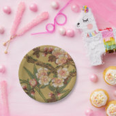 ヴィンテージさくらんぼ咲きアジアの日本の花 ペーパープレート (パーティー)