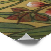 ヴィンテージさくらんぼ咲きアジアの日本の花 ポスター (角)