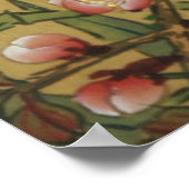 ヴィンテージさくらんぼ咲きアジアの日本の花 ポスター (角)