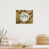 ヴィンテージさくらんぼ咲きアジアの日本の花 ポスター (キッチン)