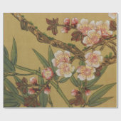 ヴィンテージさくらんぼ咲きアジアの日本の花 ラッピングペーパー (フラット)