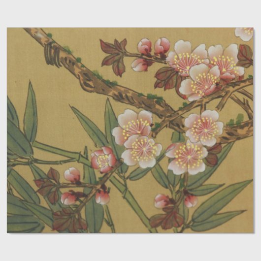 ヴィンテージさくらんぼ咲きアジアの日本の花 ラッピングペーパー (フラット)