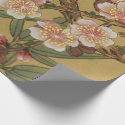 ヴィンテージさくらんぼ咲きアジアの日本の花 ラッピングペーパー (角)