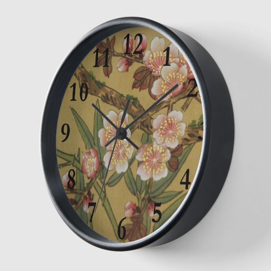 ヴィンテージさくらんぼ咲きアジアの日本の花 壁時計 (傾斜)