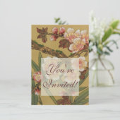 ヴィンテージさくらんぼ咲きアジアの日本の花 招待状 (スタンド正面)