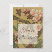 ヴィンテージさくらんぼ咲きアジアの日本の花 招待状 (正面)