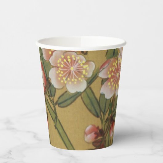 ヴィンテージさくらんぼ咲きアジアの日本の花 紙コップ (左)