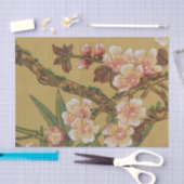 ヴィンテージさくらんぼ咲きアジアの日本の花 薄葉紙 (クラフト)