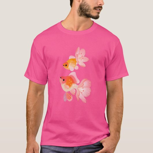 ヴィンテージさくらんぼ桜日本の金魚 Tシャツ (正面)