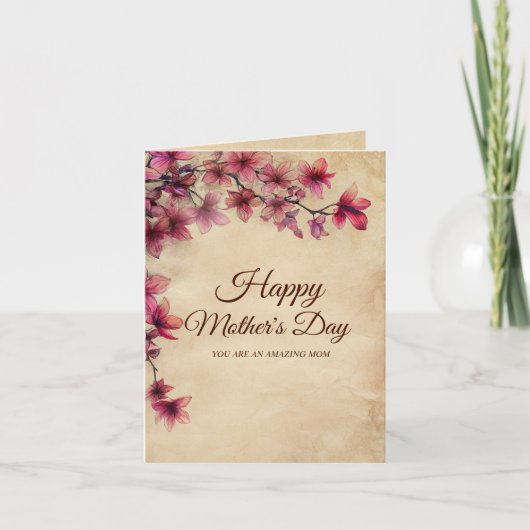 ヴィンテージさくらんぼ母の日 サンキューカード (正面)