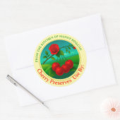 ヴィンテージさくらんぼ缶詰ラベルのキッチン ラウンドシール (封筒)