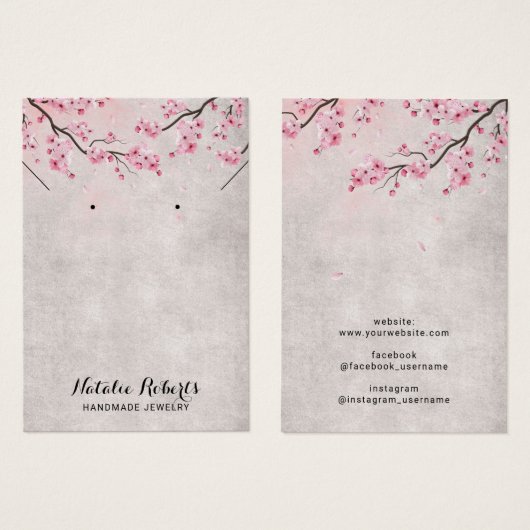 ヴィンテージさくらんぼ花フローライヤリングディスプレイ (正面&裏面)