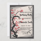 ヴィンテージさくらんぼ花 招待状 (正面)