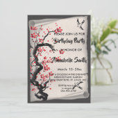 ヴィンテージさくらんぼ花 招待状 (スタンド正面)