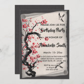 ヴィンテージさくらんぼ花 招待状 (正面/裏面)