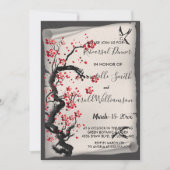 ヴィンテージさくらんぼ花 招待状 (正面)