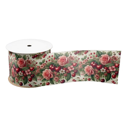 ヴィンテージさくらんぼ「スウィートワン」第1期パーティー サテンリボン (リール)