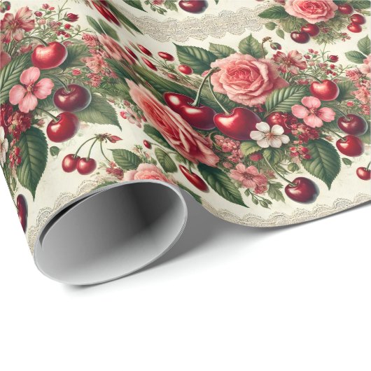 ヴィンテージさくらんぼ「スウィートワン」第1期パーティー ラッピングペーパー (ロールコーナー)