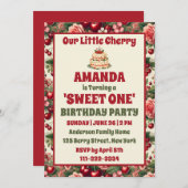 ヴィンテージさくらんぼ「スウィートワン」第1期パーティー 招待状 (正面/裏面)