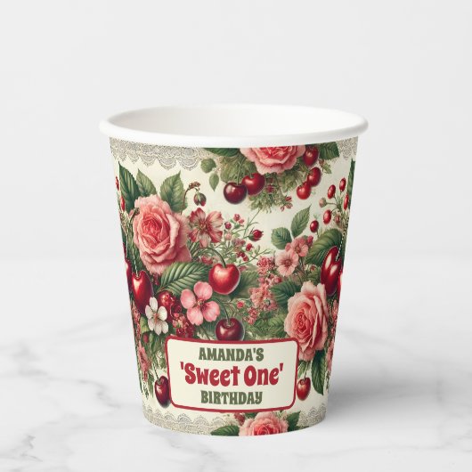 ヴィンテージさくらんぼ「スウィートワン」第1期パーティー 紙コップ (正面)