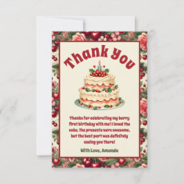 ヴィンテージさくらんぼ「スウィートワン」1歳の誕生日 サンキューカード