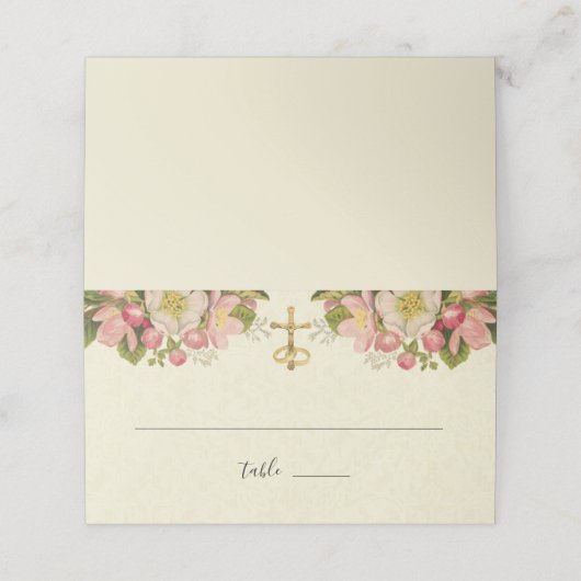 ヴィンテージさくらんぼ·ブエレガントロッ結婚ツ·カトリック プレイスカード (外部開封)