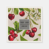 ヴィンテージさくらんぼ – ロゴの追加 スタンダードカクテルナプキン (正面)