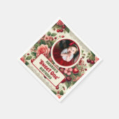 ヴィンテージさくらんぼ「Sweet One」 1st Birthday Photo スタンダードカクテルナプキン (角)