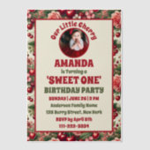 ヴィンテージさくらんぼ「Sweet One」 1st Birthday Photo ベラム紙招待状 (正面)