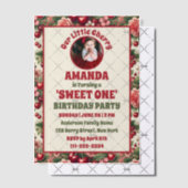 ヴィンテージさくらんぼ「Sweet One」 1st Birthday Photo ベラム紙招待状 (オフセット (招待状))