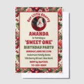 ヴィンテージさくらんぼ「Sweet One」 1st Birthday Photo ベラム紙招待状 (オフセット)