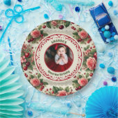 ヴィンテージさくらんぼ「Sweet One」 1st Birthday Photo ペーパープレート (パーティー)