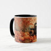 ヴィンテージさびれたピックアップとカボチャの秋 マグカップ (正面左)