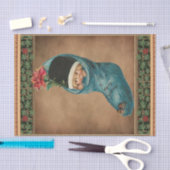 ヴィンテージすごいクリスマスかわいい子が覗き見る 薄葉紙 (クラフト)