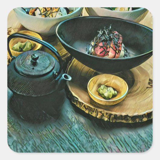 ヴィンテージすしプレゼント スクエアシール (正面)