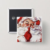 ヴィンテージすてきで古いサンタShhh 缶バッジ (正面&裏面)