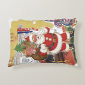 ヴィンテージすてきクリスマス、サンタクロースプレゼント アクセントクッション (正面)