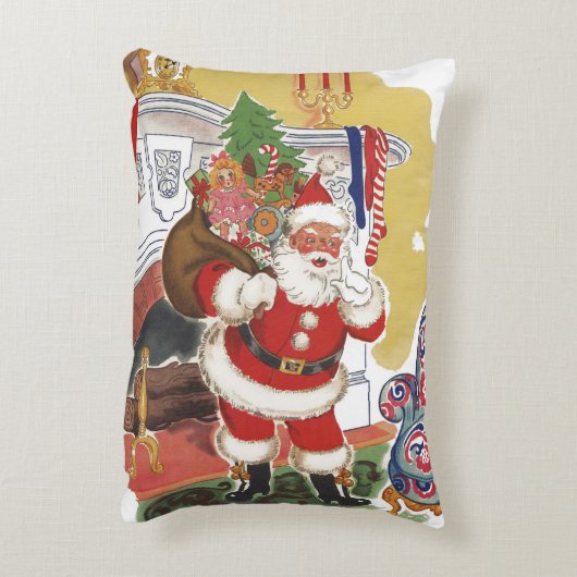 ヴィンテージすてきクリスマス、サンタクロースプレゼント アクセントクッション (裏面(縦))