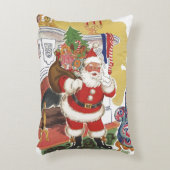 ヴィンテージすてきクリスマス、サンタクロースプレゼント アクセントクッション (正面(垂直))