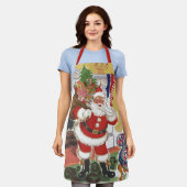 ヴィンテージすてきクリスマス、サンタクロースプレゼント エプロン (着用した状態)