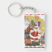 ヴィンテージすてきクリスマス、サンタクロースプレゼント キーホルダー (正面)