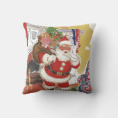 ヴィンテージすてきクリスマス、サンタクロースプレゼント クッション (裏面)