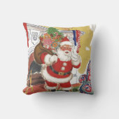 ヴィンテージすてきクリスマス、サンタクロースプレゼント クッション (正面)